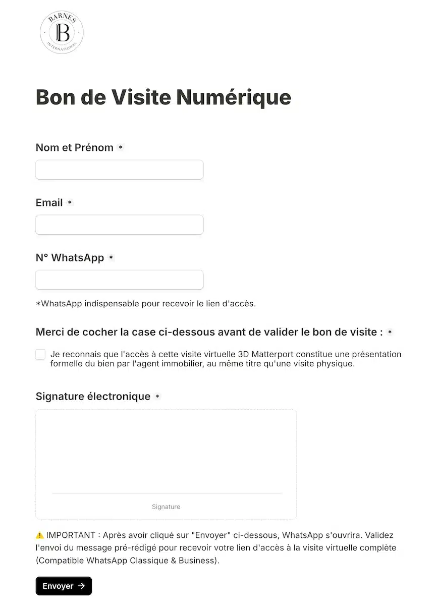 Formation Matterport : Bon de Visite Numérique Matterport (Signature + Verification WhatsApp Formation Matterport : Bon de Visite Numérique Matterport (Signature + Verification WhatsApp